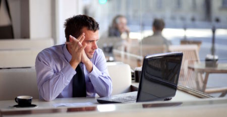 15037597 – authentic image of a pensive businessman in a coffee shop